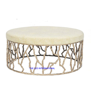 Meubles de salon en cuir rembourré, table de salon moderne en velours - Product Image 5