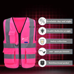 Gilet de sécurité haute visibilité personnalisé en gros, classe 2 ANSI, avec LED clignotante, fermeture éclair, plusieurs poches, tissu en nylon respirant et doux - Product Image 3