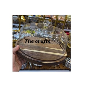 Serveur de gâteau en bois avec couvercle en verre Serveur de gâteau de taille et de forme personnalisées avec support de service de gâteau de la plus haute qualité - Product Image 1