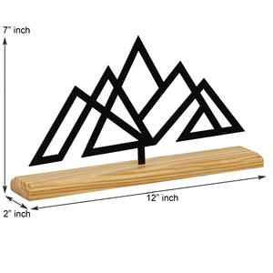 Sculpture de table de montagne en métal noir design, base en bois, objet de table artistique moderne pour les espaces élégants en provenance d'Inde - Product Image 6