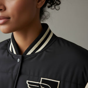 Chaqueta Universitaria de Béisbol Personalizada con Patrón de Cuadros, Tejido Tweed, para Equipos y Clubes, Transpirable, Cortavientos, con Relleno de Algodón para Calentar, Otoño - Product Image 3