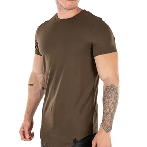 Camisetas masculinas de meio mangas com impressão de logotipo personalizado de pouco peso para uso fitness, camisetas de marca própria OEM para homens