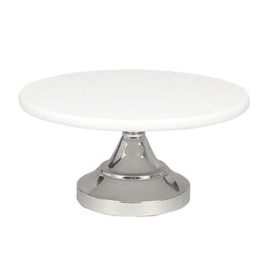 Support à gâteau en aluminium nickelé support à gâteau de luxe fait à la main de haute qualité support à gâteau en métal décoratif à dessus rond - Product Image 4