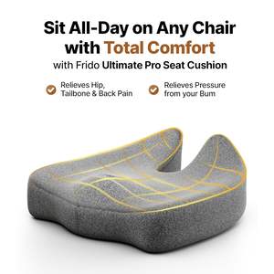 Coussin de siège ergonomique en mousse à mémoire de forme Frido Ultimate Pro, correcteur de posture, coussin de dossier combiné |   Antidérapant Lavable |   Soulage - Product Image 3