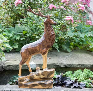 Qualité experte Renne en bois de manguier Décor de Noël en forme d'animal Décoration de festival avec support - Product Image 3