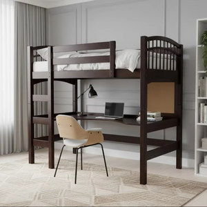 Cama Alta Completa Valencia de Diseño Moderno en Color Café para Dormitorio, Apartamento y Uso Escolar, Muebles de Madera de Vietnam - Product Image 1