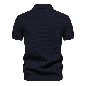 Polos de grande qualité pour hommes de grande taille, polos à manches courtes à fermeture éclair et imprimés à rayures tricotées aux meilleurs prix - Product Image 6