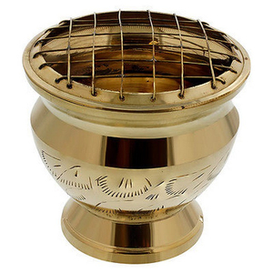 Brûleur de charbon de bois d'encens Bakhoor de grande taille de haute qualité artisanat indien prix de gros porte-encens en métal creux islamique - Product Image 5