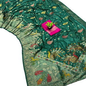 Calidad superior Gujarati Cultural Dola Silk Saree Heavy Long Length Viscose Festival Wear con All over Foil Print - Product Image 1