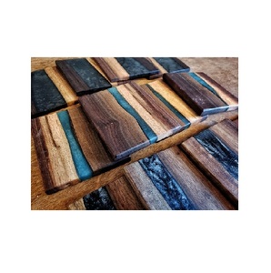 Premium Quality Handmade Epoxy Resin Wood Beermats Coasters Eco-Friendly 4-Piece <b>Set</b> Modern Design 4x4 Inches Multi-Functional - Product Image 4