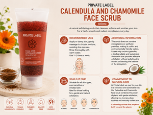 Gommage Visage à la Calendula et à la Camomille Marque Privée 100ml OEM |   Nettoyant exfoliant pour le visage naturel et végétalien |   Espagne UE - Product Image 3