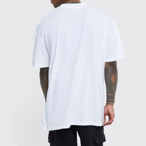 Nouveau Stock T-shirt en coton lourd pour homme surdimensionné grande taille motif solide col rond Streetwear vente en ligne - Product Image 2