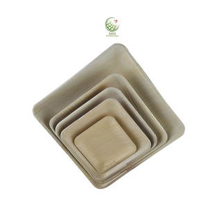 Assiettes à dîner de haute qualité Vaisselle en feuille de palmier Assiettes jetables en forme carrée en feuille de palmier - Product Image 1