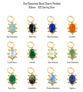 Arcoíris con piedra lunar ovalada, de Plata de Ley 925, oro Vermeil facetado, 8x6mm, GEMA, ajuste de bisel de lujo, anillo de salto, pequeño colgante - Product Image 5
