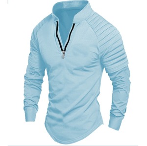 Automne hommes décontracté fermeture éclair pour POLO chemise de sport à manches longues avec col montant respirant tricoté T-shirt pour hommes livraison DDP - Product Image 1