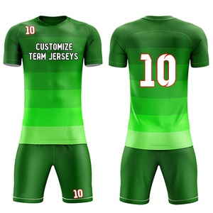 ชุดยูนิฟอร์มฟุตบอลผ้าโพลีเอสเตอร์สำหรับทั้งชายและหญิงชุดเสื้อกางเกงขาสั้นแบบถักสีปักโลโก้ - Product Image 1