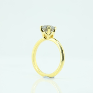 Bague solitaire tendance pour femme en or 14 carats avec diamant naturel jaune rare taille brillant fantaisie pour mariage et anniversaire - Product Image 6