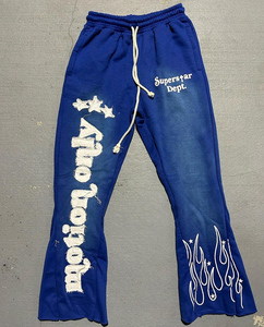 Pantalon de survêtement évasé en coton épais de grande taille 500GSM pour hommes sweat à capuche tendance hiver séchage rapide ensemble impression 3D bouffante - Product Image 5