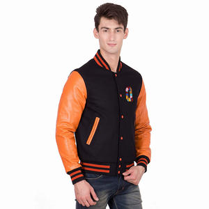 Chaqueta Universitaria Informal para Hombre, Color Negro, Manga de Cuero, Logotipo Bordado en Chenilla, Chaqueta Universitaria de Béisbol Cómoda - Product Image 6