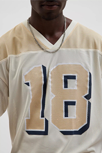 Jersey de malla cuadrada con cuello en V de poliéster 100% ligero para hombre, camisetas deportivas transpirables para fútbol para niños - Product Image 6