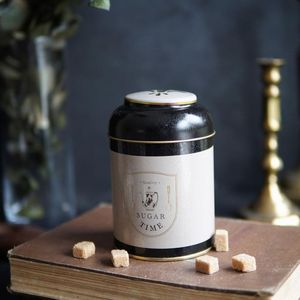 Vintage Café-inspiré 0.6L rond métal étain 90mm x 110mm carré dôme couvercle lin Texture Design Offset impression étain plaque matériel - Product Image 2