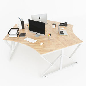 SFKC008-3 en 1, Estilo Minimalista, Esquina de 120 Grados, Sofá de 3 Plazas en Forma de K, Madera de Caucho y Reposapiés de Hierro, Bn Cm Gc K-Charm - Product Image 1