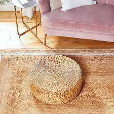 Forme ronde ottomane naturelle tissée à la main légère et durable parfaite pour les sièges repose-pieds ou la décoration idéale pour Boho Modern - Product Image 4