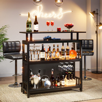 Nouveauté pour le divertissement à domicile : Tables de bar à jus et à vin noires personnalisées pour cuisine avec rangement