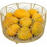 VISHAL HANDICRAFT Luxury Modern 25 cm Dia Iron <b>Wire</b> <b>Basket</b> 12 cm Height 650 g Gold Electroplated Iron Fruit Vegetable <b>Basket</b> for - Product Image 5