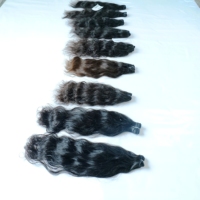 Mèches de cheveux humains Remy non traités, alignées sur la cuticule, avec dentelle frontale, ondulées douces, double trame, cheveux indiens bruts de la meilleure qualité, ondulations profondes/lâches