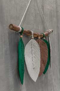 Tapiz tejido bohemio creativo colgante de pared de hoja de macramé hecho a mano para dormitorio, sala de estar, decoración elegante para el hogar con formato de cuerda - Product Image 4