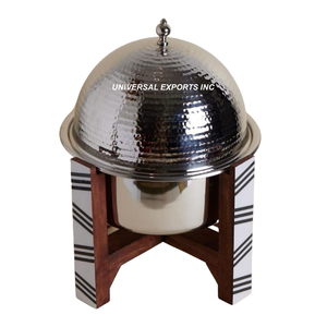 ที่อุ่นอาหารทำจากไม้ทำจากเรซินอุปกรณ์ในห้องครัวหม้อโลหะขัดเงาหรูหรา - Product Image 1