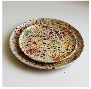 Assiettes en céramique de 8 pouces faites à la main, bols, ustensiles de cuisine et vaisselle plaqués brillants - Product Image 2