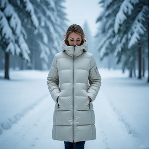 Chaquetas acolchadas con capucha de poliéster 100% para mujer, ropa de abrigo acolchada informal de manga larga, abrigo de burbujas acolchado para mujer - Product Image 1