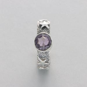 High Quality Waterproof Vintage 925 Sterling Silver Cut Star Shape Bezel Setting Purple Amethyst Stone Women's Anniversary <b>Ring</b> - Product Image 1