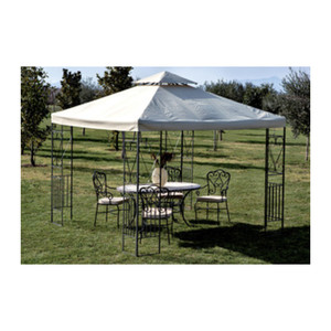 Gazebo in Metallo 3x3m con Pannelli Laterali Decorati Ecru Yf-3133b - Product Image 1