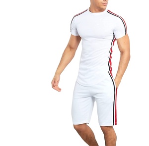 Conjunto de dos piezas de verano personalizado OEM 2023 para hombre, camiseta y pantalones cortos con estampado informal transpirable, tejido térmico hecho en Pakistán - Product Image 6