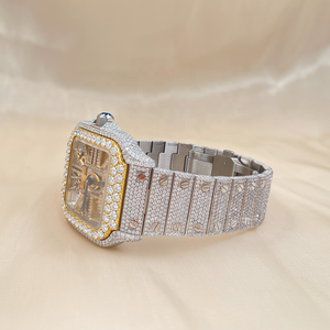 Montre pour homme en acier inoxydable coupe Moissanite avec diamant Bande de mouvement à quartz positionnée à l'avant-garde de la mode Hip Hop - Product Image 2