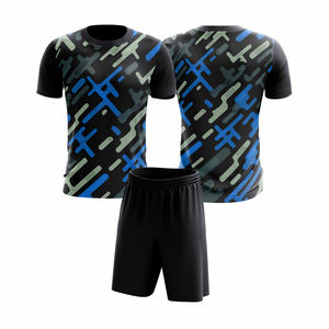 2024 dernière conception Polyester Football Jersey Shorts Kits O Cou Sublimé Uniforme Ensembles Automatisé Coupe OEM Entretien - Product Image 3