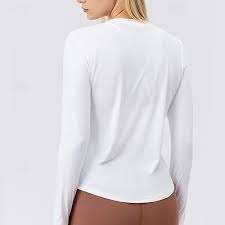 Camiseta Deportiva de Manga Larga para Mujer, de Secado Rápido, Spandex/Nailon, al por Mayor, para Correr al Aire Libre, Entrenamiento, Protección Solar, Ropa Deportiva - Product Image 4