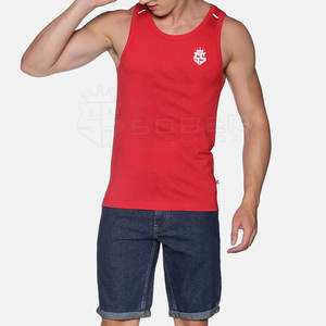 Débardeur en tricot respirant imprimé avec logo personnalisé pour hommes, séchage rapide, polyester/coton, gilet d'entraînement décontracté, design sans manches - Product Image 4