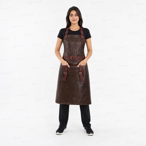 Tablier en cuir pour femme Tiierwear avec poches, sangle réglable, logo imprimé numériquement, détection par aiguille, fermeture à pression, idéal pour la restauration - Product Image 2