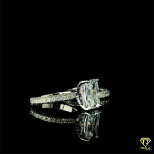 Radiant Cut Diamond Engagement <b>Ring</b> <b>Set</b> <b>Gold</b> Embellished with Shinny Moissanite IGI Certified for Wedding Anniversary Party Gift - Product Image 4