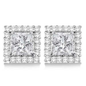 14K White Gold <b>Square</b> <b>Diamond</b> <b>Earring</b> Jackets Pave-Set 1.01ct Elegant <b>Diamond</b> Jewelry - Product Image 3