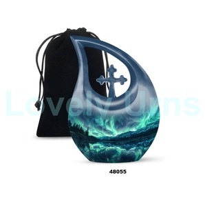 Superventas hermosa Aurora luz lágrima cremación urna para adultos para cenizas humanas urna cruzada decorativa con bolsa de terciopelo gratis - Product Image 5
