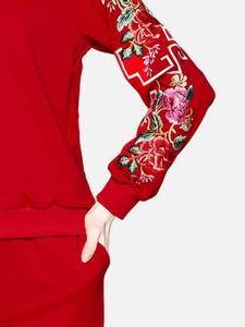 New <b>Red</b> Printed Sleeves New Arrival Ladies Tracksuits <b>Crop</b> <b>Top</b> Split & Pants Sweatsuit Gym Workwear Bodycon Party Club Tracksuit - Product Image 3