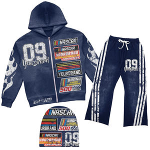 Conjunto Deportivo de 2 Piezas, Pantalones Deportivos Holgados, Ropa Urbana Unisex, Estilo Vintage, Estampado Personalizado, Lavado Ácido, Talla Grande, para Hombre - Product Image 1