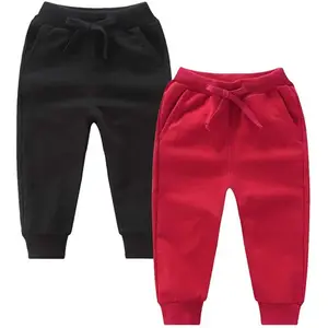 Erkek polar koşucu pantolonu, temel aktif atletik Jogger Sweatpants cepler ile genç erkekler için çocuklar