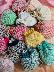 <b>Bags</b> Women Handmade Wedding <b>Bag</b> Rakhi Gift for Sister Indian Ethnic Potli Bridal Wristlet Purse - Product Image 3