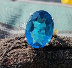 Anillo fino clásico de Plata de Ley 925 con piedra preciosa de diamante de corte ovalado sintético para regalo de compromiso de boda joyería al por mayor - Product Image 3